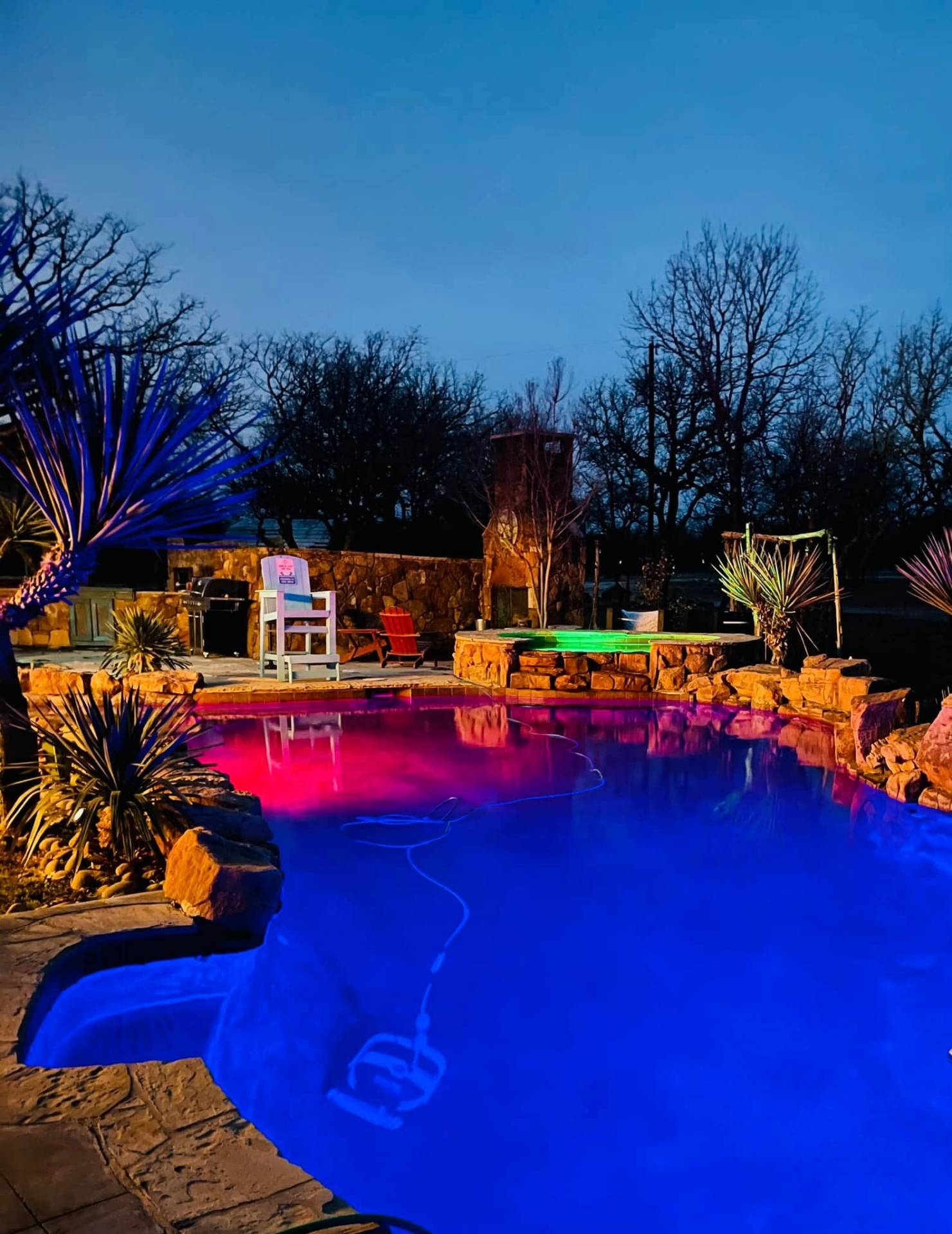 Illuminated pool at nightfall